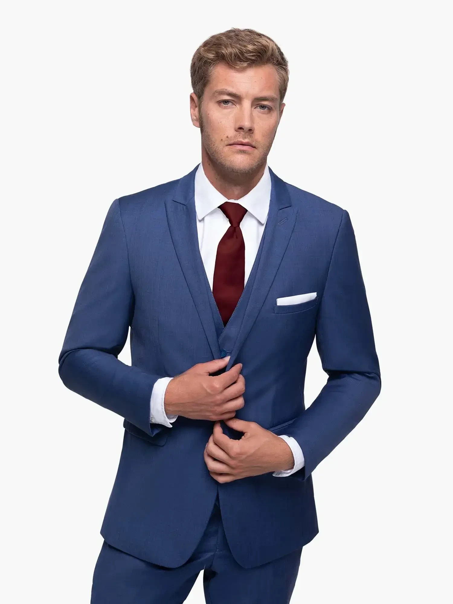 Model wearing tuxedo