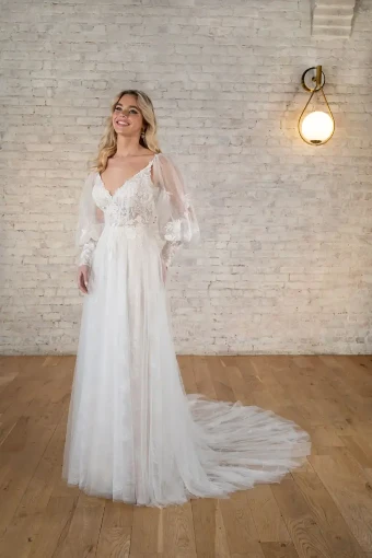 Stella York Shelby (B) #0 default (IV-ALM) Ivory Lace and Tulle over Almond Gown thumbnail