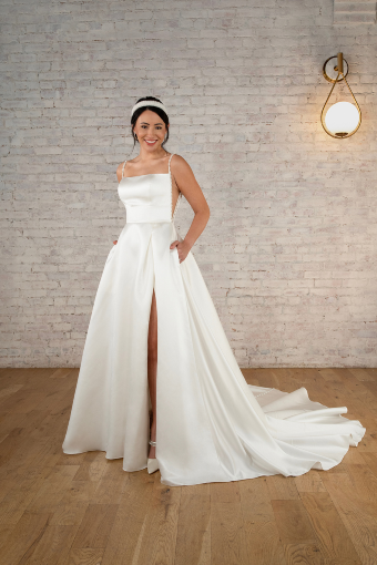 Stella York Emily (A) #0 default (IV-PL) Ivory Gown w Porcelain Tulle Side Plunge thumbnail