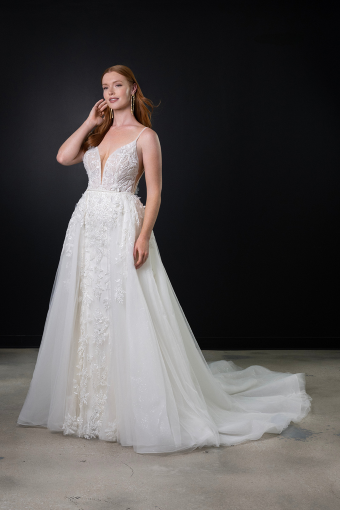 Martina Liana Fluer (B) #0 default (IVIV-PL) Ivory Lace & Tulle over Ivory Gown w Porcelain Tulle Illusion thumbnail