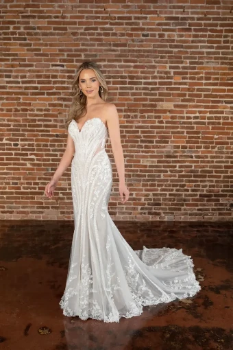 Essense of Australia Claire (A) #0 default (IV-LT) IVORY LACE AND TULLE OVER LATTE GOWN thumbnail