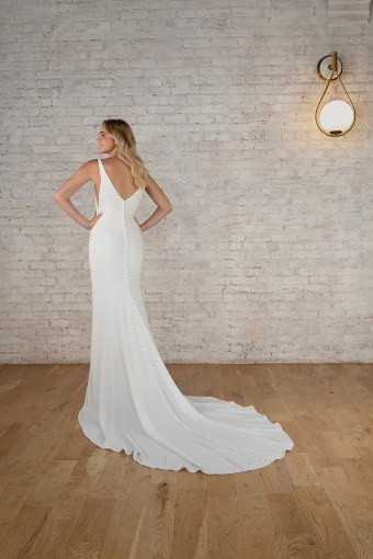 Stella York Rhodes #1 (PI-PL) Pure Ivory Gown w Porcelain Tulle Plunge thumbnail