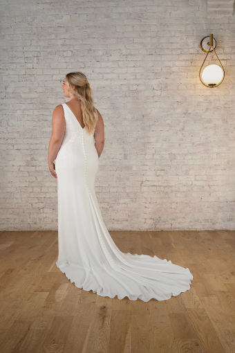 Stella York Rhodes #4 default (PI-PL) Pure Ivory Gown w Porcelain Tulle Plunge thumbnail