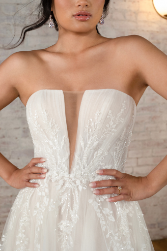 Stella York Lucy #2 default (IVIV-PL) Ivory Lace & Tulle over Ivory Gown w Porcelain Tulle Plunge thumbnail