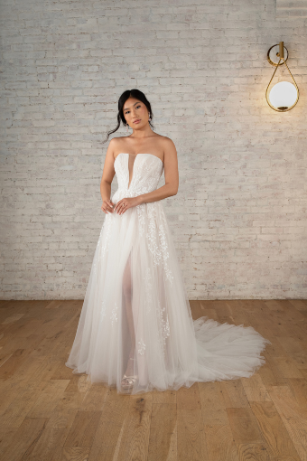 Stella York Lucy #0 default (IVIV-PL) Ivory Lace & Tulle over Ivory Gown w Porcelain Tulle Plunge thumbnail