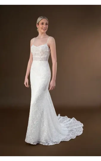 Stella York Arden #0 default (IVRM-PL) Ivory Lace & Tulle over Rum Gown w Porcelain Tulle Illusion thumbnail