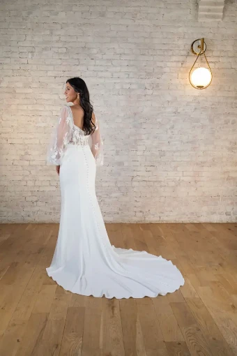 Stella York Brianna #1 (PI-PL) Pure Ivory Gown w Porcelain Tulle Plunge thumbnail