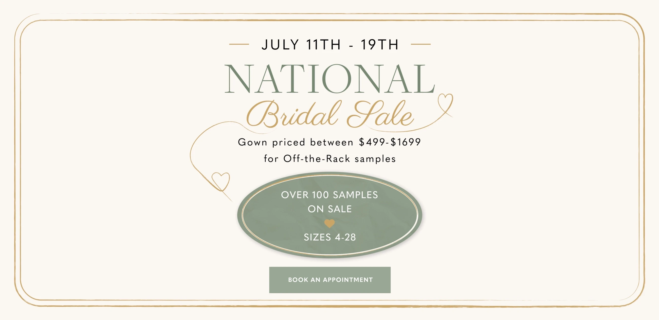 National Bridal Sale Desktop Banner